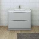 Fresca Tuscany 40" Glossy Gray Free Standing Modern Bathroom Cabinet with Integrated Sink FCB9140GRG-I