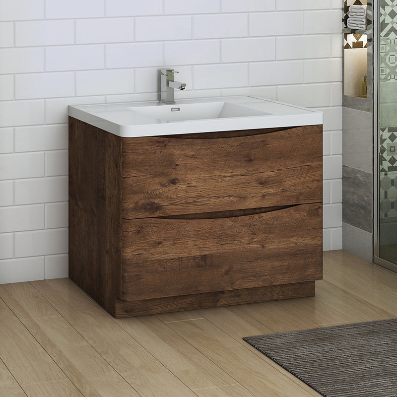 Fresca Tuscany 40" Rosewood Free Standing Modern Bathroom Cabinet with Integrated Sink FCB9140RW-I