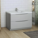 Fresca Tuscany 48" Glossy Gray Free Standing Modern Bathroom Cabinet with Integrated Sink FCB9148GRG-I