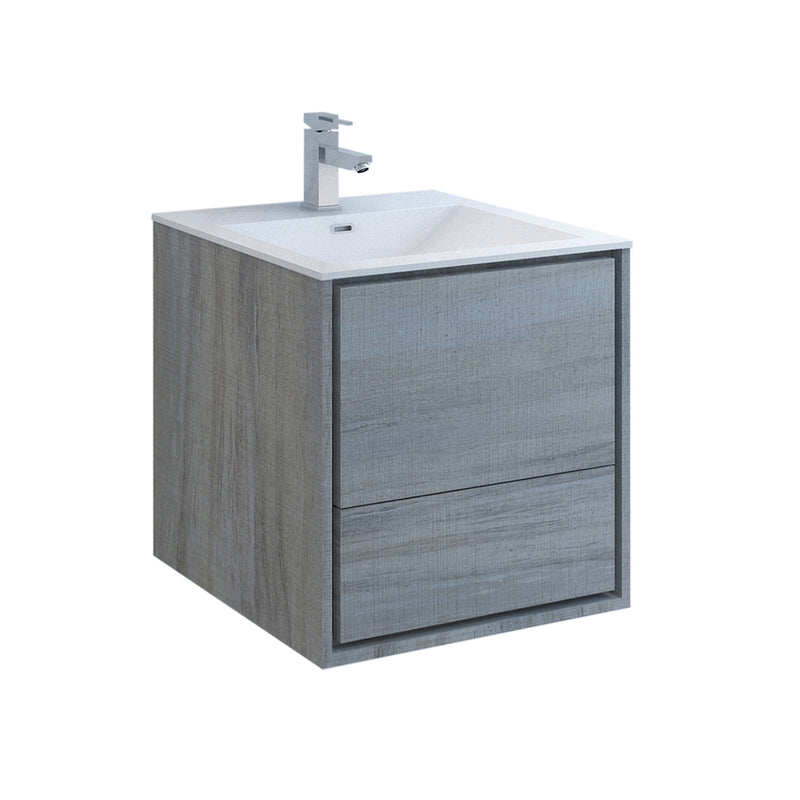 Fresca Catania 24" Ocean Gray Wall Hung Modern Bathroom Cabinet w/ Integrated Sink FCB9224OG-I