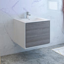 Fresca Catania 30" Glossy Ash Gray Wall Hung Modern Bathroom Cabinet with Integrated Sink FCB9230HA-I