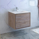 Fresca Catania 30" Rustic Natural Wood Wall Hung Modern Bathroom Cabinet with Integrated Sink FCB9230RNW-I