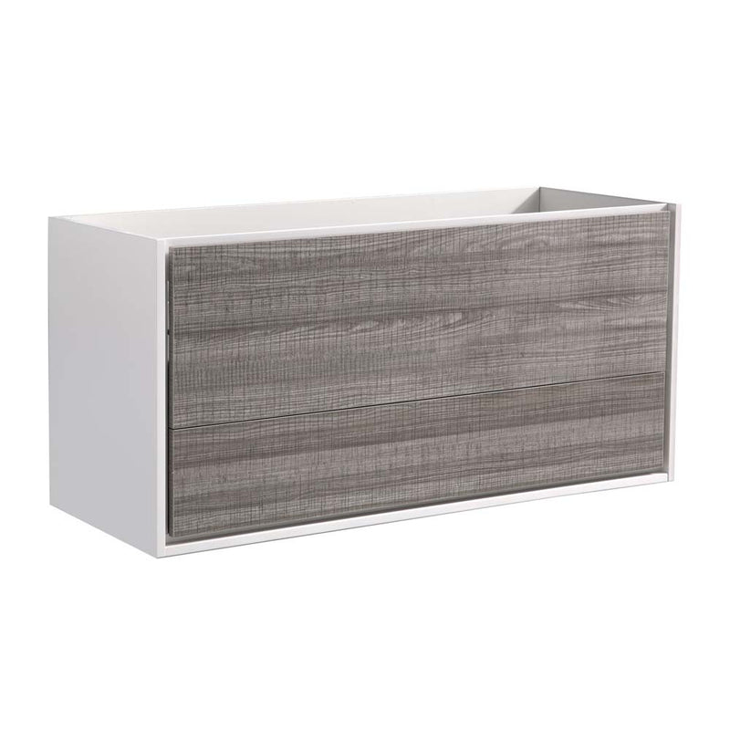 Fresca Catania 48" Glossy Ash Gray Wall Hung Double Sink Modern Bathroom Cabinet FCB9248HA-D