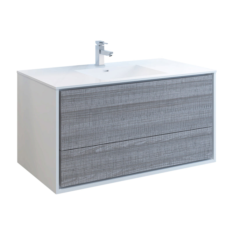 Fresca Catania 48" Glossy Ash Gray Wall Hung Modern Bathroom Cabinet w/ Integrated Sink FCB9248HA-I