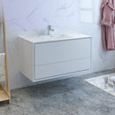 Fresca Catania 48" Glossy White Wall Hung Modern Bathroom Cabinet with Integrated Sink FCB9248WH-I