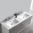 Fresca Catania 60" Glossy Ash Gray Wall Hung Modern Bathroom Cabinet with Integrated Double Sink FCB9260HA-D-I