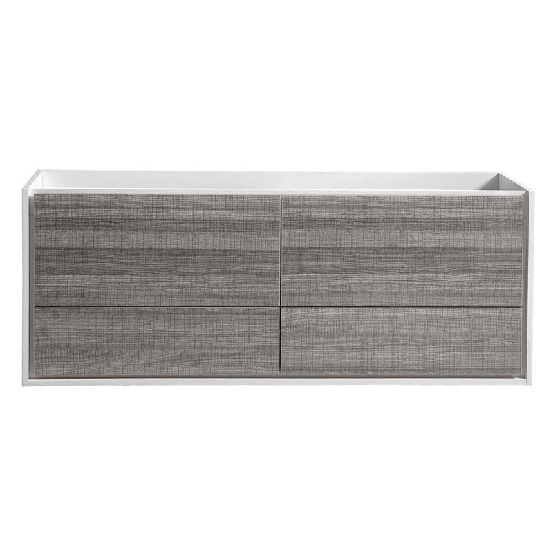 Fresca Catania 60" Glossy Ash Gray Wall Hung Double Sink Modern Bathroom Cabinet FCB9260HA-D