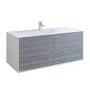 Fresca Catania 60" Glossy Ash Gray Wall Hung Modern Bathroom Cabinet w/ Integrated Single Sink FCB9260HA-S-I