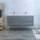 Fresca Catania 60" Ocean Gray Wall Hung Modern Bathroom Cabinet with Integrated Double Sink FCB9260OG-D-I