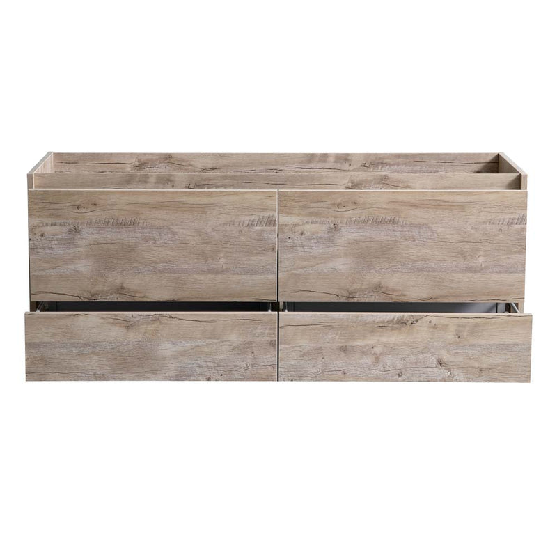 Fresca Catania 60" Rustic Natural Wood Wall Hung Double Sink Modern Bathroom Cabinet FCB9260RNW-D