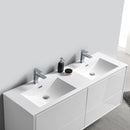 Fresca Catania 60" Glossy White Wall Hung Modern Bathroom Cabinet with Integrated Double Sink FCB9260WH-D-I