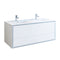 Fresca Catania 60" Glossy White Wall Hung Modern Bathroom Cabinet w/ Integrated Double Sink FCB9260WH-D-I