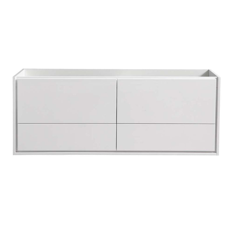 Fresca Catania 60" Glossy White Wall Hung Double Sink Modern Bathroom Cabinet FCB9260WH-D