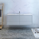 Fresca Catania 60" Glossy White Wall Hung Modern Bathroom Cabinet with Integrated Single Sink FCB9260WH-S-I