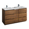 Fresca Lazzaro 60" Rosewood Free Standing Double Sink Modern Bathroom Cabinet w/ Integrated Sinks FCB93-241224RW-D-I