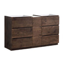 Fresca Lazzaro 60" Rosewood Free Standing Double Sink Modern Bathroom Cabinet FCB93-241224RW-D