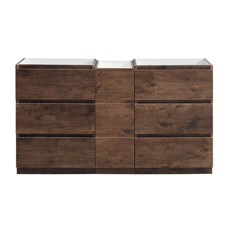 Fresca Lazzaro 60" Rosewood Free Standing Double Sink Modern Bathroom Cabinet FCB93-241224RW-D