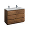 Fresca Lazzaro 48" Rosewood Free Standing Modern Bathroom Cabinet w/ Integrated Double Sink FCB93-2424RW-D-I