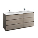 Fresca Lazzaro 72" Gray Wood Free Standing Double Sink Modern Bathroom Cabinet w/ Integrated Sinks FCB93-301230MGO-D-I