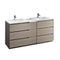 Fresca Lazzaro 72" Gray Wood Free Standing Double Sink Modern Bathroom Cabinet w/ Integrated Sinks FCB93-301230MGO-D-I