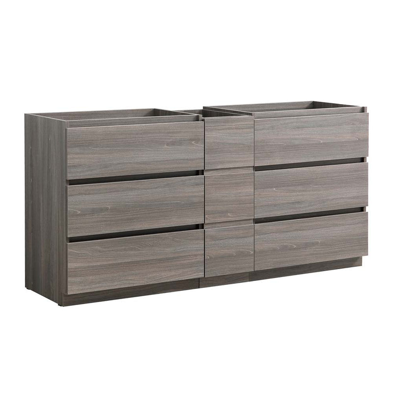 Fresca Lazzaro 72" Gray Wood Free Standing Double Sink Modern Bathroom Cabinet FCB93-301230MGO-D