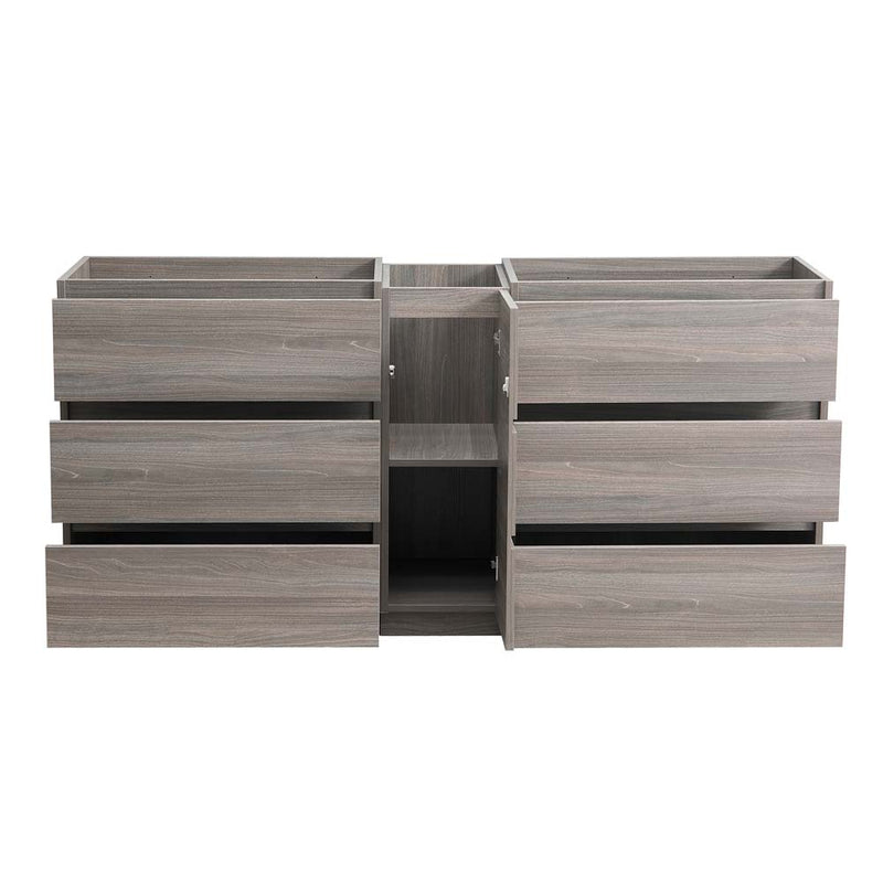 Fresca Lazzaro 72" Gray Wood Free Standing Double Sink Modern Bathroom Cabinet FCB93-301230MGO-D