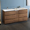 Fresca Lazzaro 72" Rosewood Free Standing Double Sink Modern Bathroom Cabinet with Integrated Sinks FCB93-301230RW-D-I