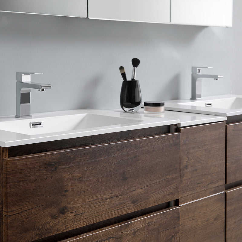 Fresca Lazzaro 72" Rosewood Free Standing Double Sink Modern Bathroom Cabinet with Integrated Sinks FCB93-301230RW-D-I