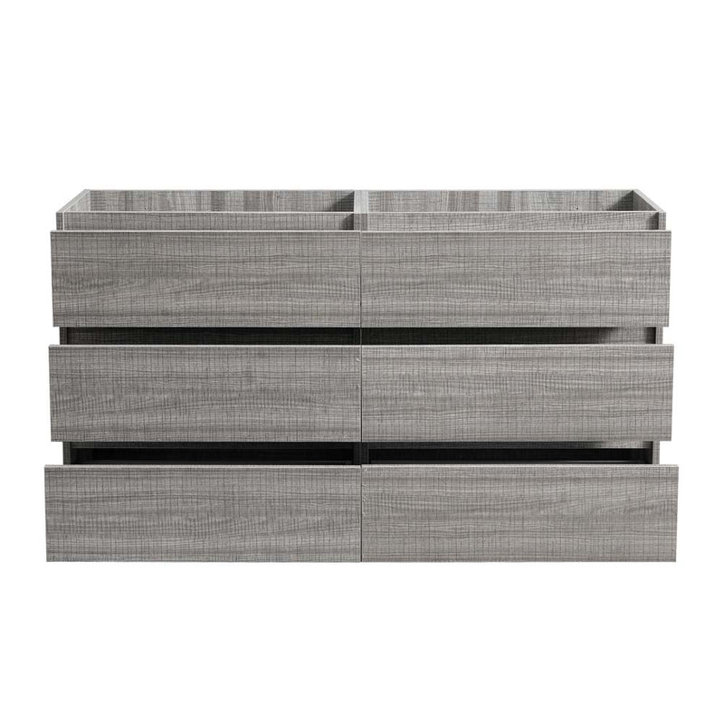 Fresca Lazzaro 60" Glossy Ash Gray Free Standing Double Sink Modern Bathroom Cabinet FCB93-3030HA-D