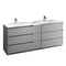 Fresca Lazzaro 84" Gray Free Standing Double Sink Modern Bathroom Cabinet w/ Integrated Sinks FCB93-361236GR-D-I