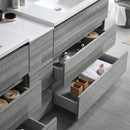 Fresca Lazzaro 84" Glossy Ash Gray Free Standing Double Sink Modern Bathroom Cabinet with Integrated Sinks FCB93-361236HA-D-I