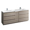 Fresca Lazzaro 84" Gray Wood Free Standing Double Sink Modern Bathroom Cabinet w/ Integrated Sinks FCB93-361236MGO-D-I