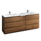 Fresca Lazzaro 84" Rosewood Free Standing Double Sink Modern Bathroom Cabinet w/ Integrated Sinks FCB93-361236RW-D-I
