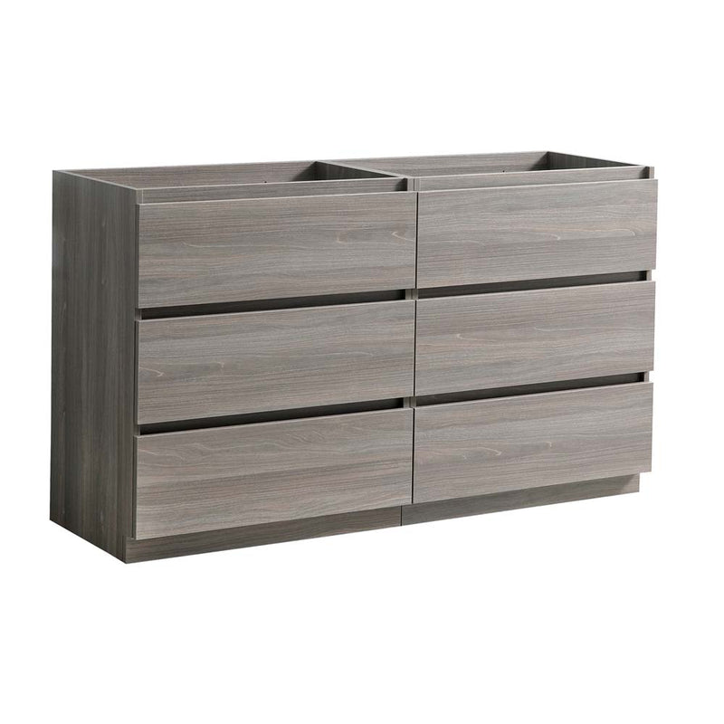 Fresca Lazzaro 72" Gray Wood Free Standing Double Sink Modern Bathroom Cabinet FCB93-3636MGO-D