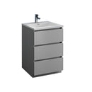 Fresca Lazzaro 24" Gray Free Standing Modern Bathroom Cabinet w/ Integrated Sink FCB9324GR-I