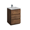 Fresca Lazzaro 24" Rosewood Free Standing Modern Bathroom Cabinet w/ Integrated Sink FCB9324RW-I