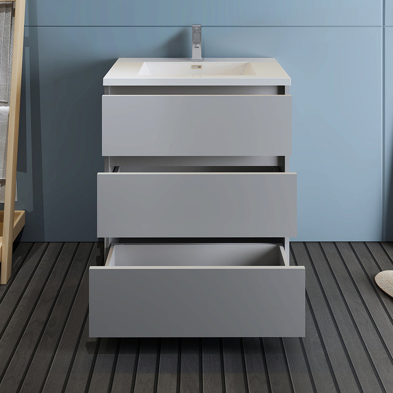 Fresca Lazzaro 30" Gray Free Standing Modern Bathroom Cabinet with Integrated Sink FCB9330GR-I