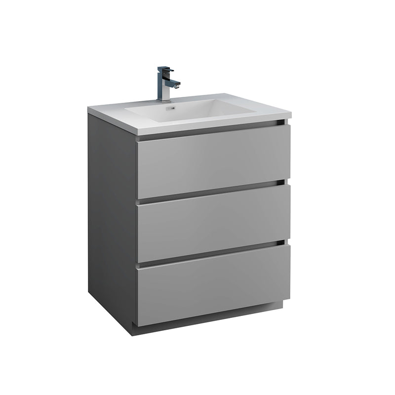 Fresca Lazzaro 30" Gray Free Standing Modern Bathroom Cabinet w/ Integrated Sink FCB9330GR-I