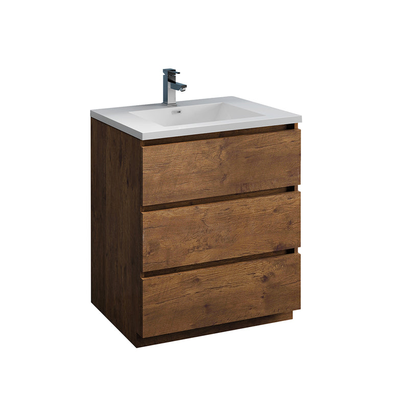 Fresca Lazzaro 30" Rosewood Free Standing Modern Bathroom Cabinet w/ Integrated Sink FCB9330RW-I