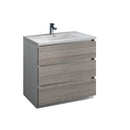 Fresca Lazzaro 36" Glossy Ash Gray Free Standing Modern Bathroom Cabinet w/ Integrated Sink FCB9336HA-I