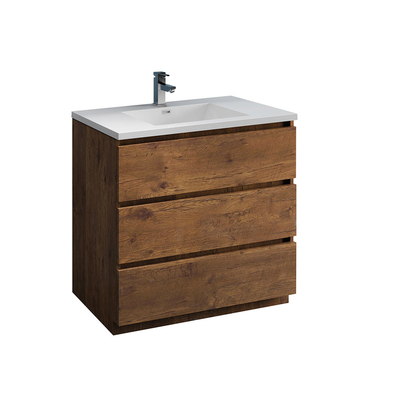 Fresca Lazzaro 36" Rosewood Free Standing Modern Bathroom Cabinet w/ Integrated Sink FCB9336RW-I