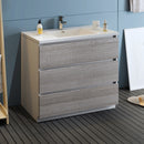 Fresca Lazzaro 42" Glossy Ash Gray Free Standing Modern Bathroom Cabinet with Integrated Sink FCB9342HA-I