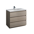 Fresca Lazzaro 42" Gray Wood Free Standing Modern Bathroom Cabinet w/ Integrated Sink FCB9342MGO-I