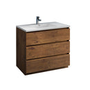 Fresca Lazzaro 42" Rosewood Free Standing Modern Bathroom Cabinet w/ Integrated Sink FCB9342RW-I