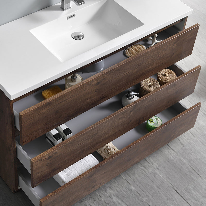 Fresca Lazzaro 48" Rosewood Free Standing Modern Bathroom Cabinet with Integrated Sink FCB9348RW-I