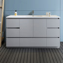 Fresca Lazzaro 60" Gray Free Standing Modern Bathroom Cabinet with Integrated Single Sink FCB9360GR-S-I