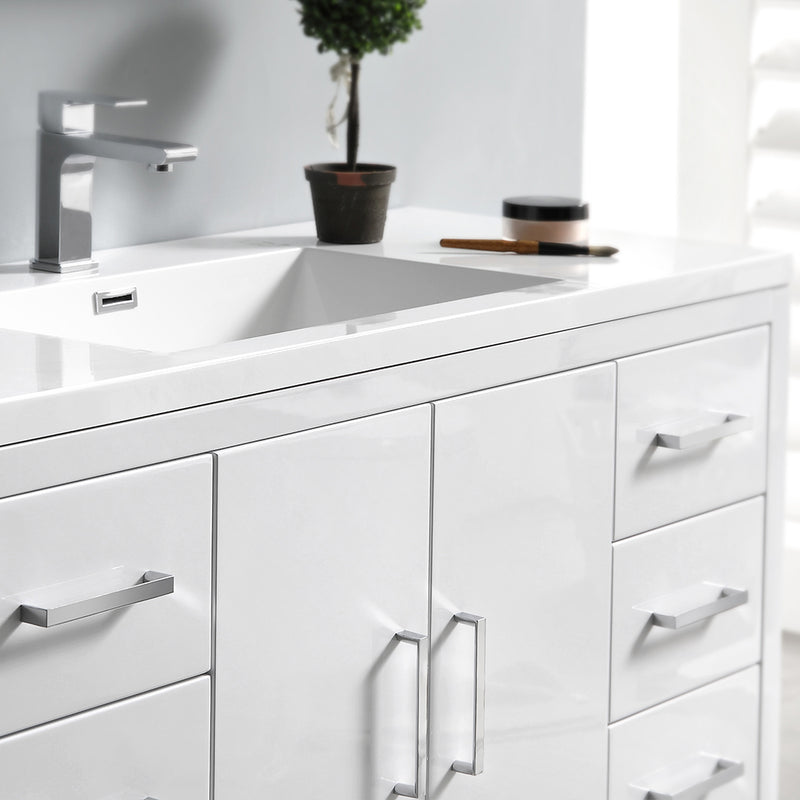 Fresca Imperia 48" Glossy White Free Standing Modern Bathroom Cabinet with Integrated Sink FCB9448WH-I