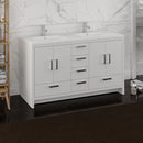 Fresca Imperia 60" Glossy White Free Standing Modern Bathroom Cabinet with Integrated Double Sink FCB9460WH-D-I