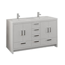 Fresca Imperia 60" Glossy White Free Standing Modern Bathroom Cabinet w/ Integrated Double Sink FCB9460WH-D-I