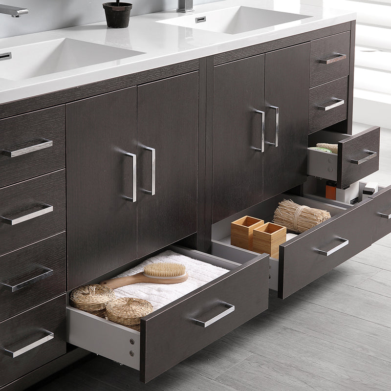 Fresca Imperia 72" Dark Gray Oak Free Standing Double Sink Modern Bathroom Cabinet with Integrated Sink FCB9472DGO-I